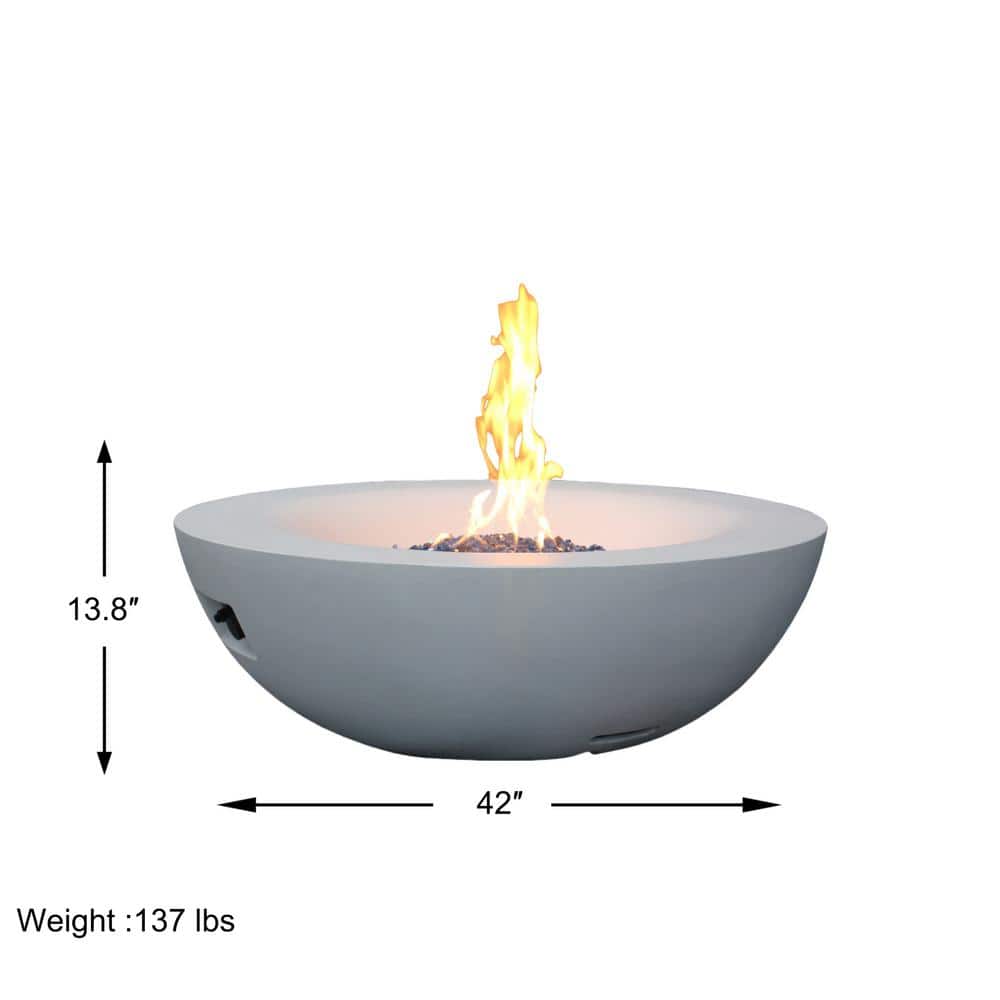 42'' Antique White Round Concrete Propane Gas Fire Pit