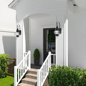 Hennington 20.5 in. 1-Light Black Outdoor Hardwired Wall Lantern Sconce with No Bulbs Included