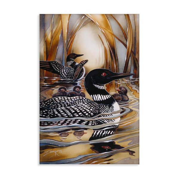 Stupell Industries Loon Family Among Pond Ripples by Jody Bergsma Unframed Animal Graphic Art Print 30 in. x 20 in.
