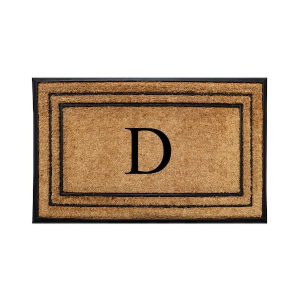 Unbranded A1HC Natural Coir Rubber Doormat, 24 in x 39 in, Heavy Duty, Dirt Trapping, Thick Non Slip Monogrammed D Doormats