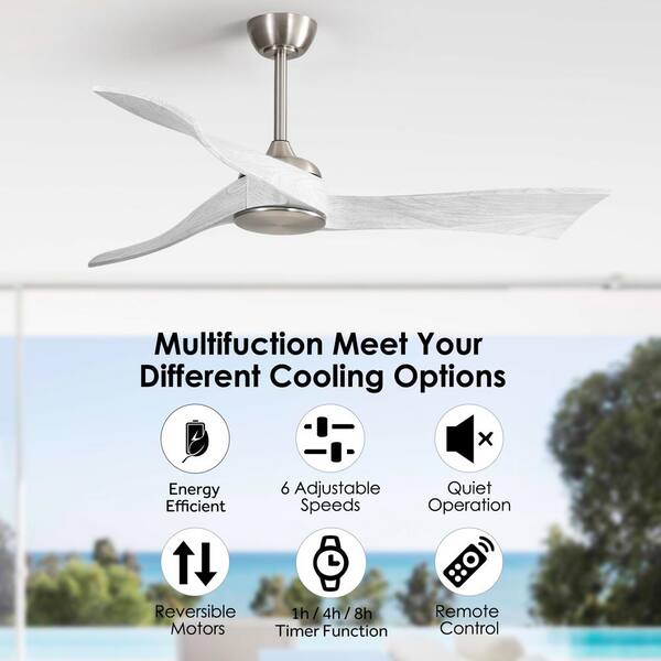 Sofucor 52 in. Indoor/Outdoor 6 Fan Speeds Ceiling Fan in Brushed