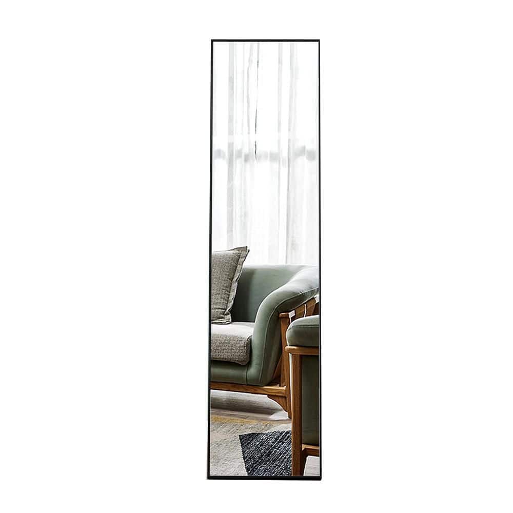 Afoxsos 15 in. W x 58 in. H Black Solid Wood Frame FullLength Mirror