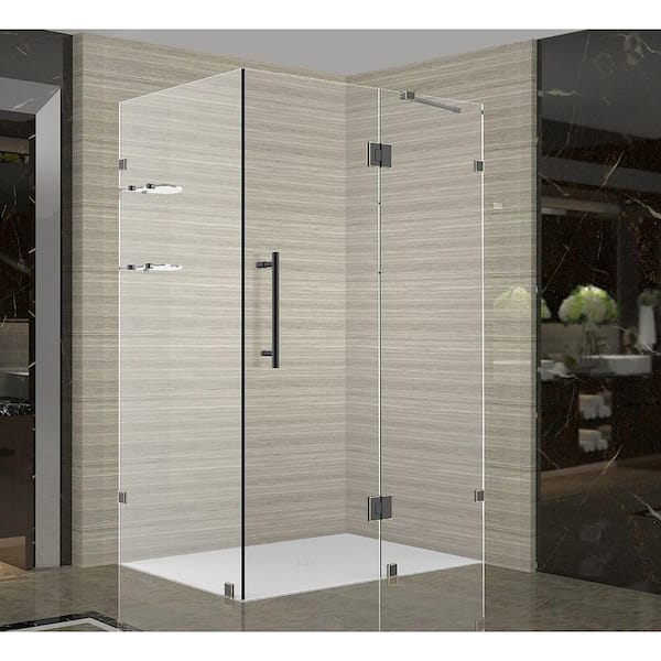 Aston Avalux GS 32 in. x 34 in. x 72 in. Completely Frameless Shower Enclosure with Glass Shelves in Oil Rubbed Bronze