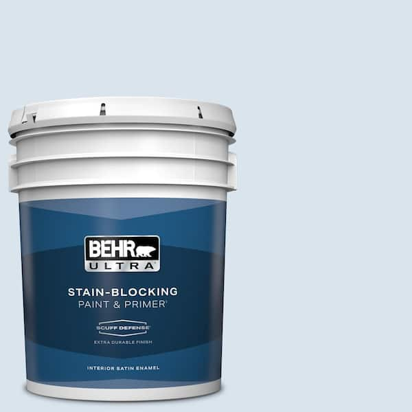 BEHR ULTRA 5 gal. #590C-2 Ocean Air Extra Durable Satin Enamel Interior Paint & Primer