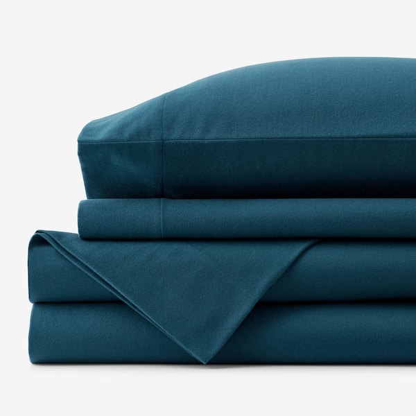The Company Store Legends Hotel 3-Piece Dark Teal Velvet Flannel Twin Sheet Set