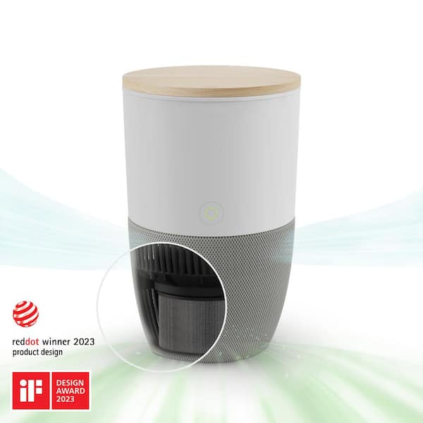DUPRAY Bloom HEPA-13 Air Purifier with Oak Accent Table, AutoDetect to Remove Dust, Smoke, Allergens and Odors - 1517 sq. ft.