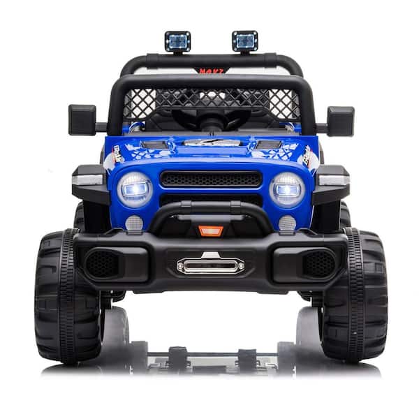 Karl home 12-Volt Kids Ride On Truck Car with Remote LED Lights Music in Blue