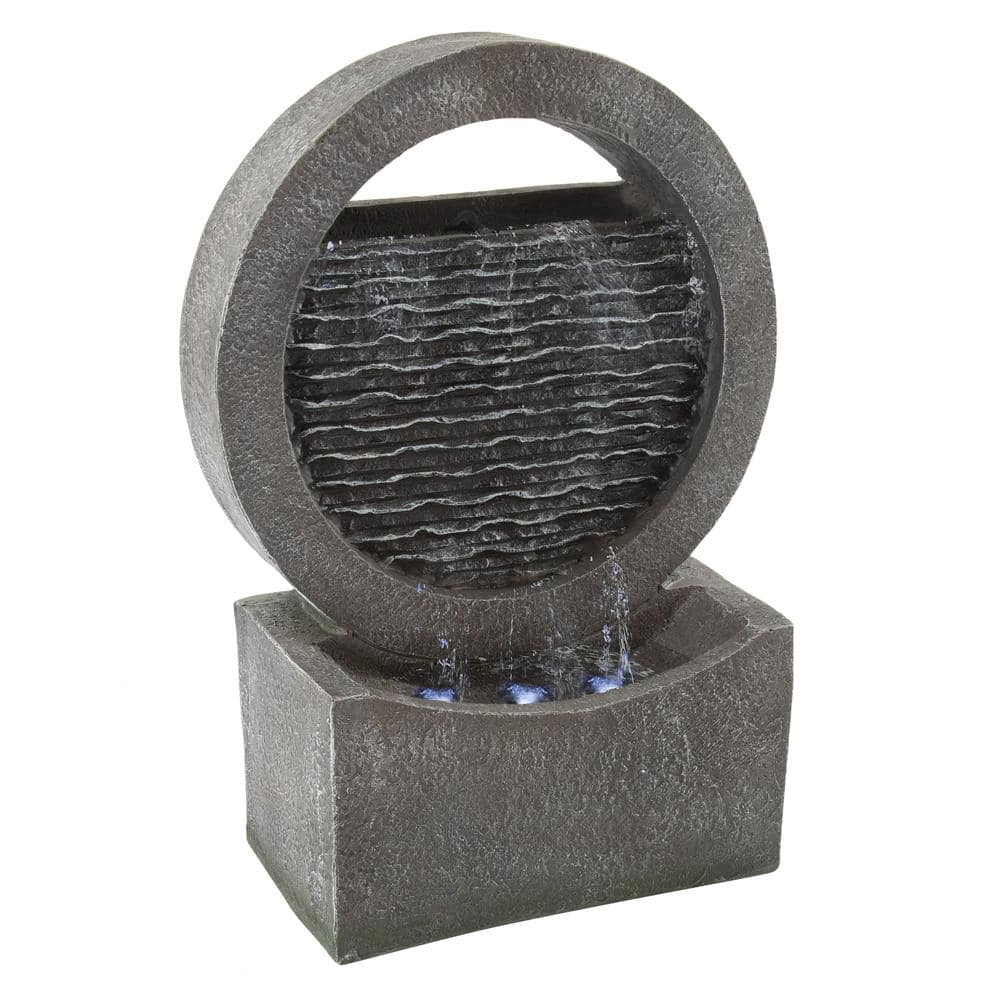 Pure Garden Freestanding Round Cascading Waterfall Water Fountain with