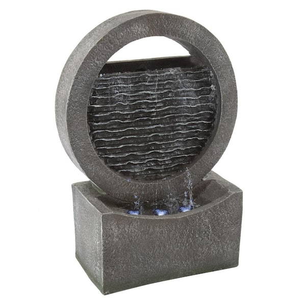 Pure Garden Freestanding Round Cascading Waterfall Water Fountain with ...