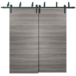 0010 36 in. x 80 in. Flush Grey Matte Finished Pine Wood Sliding Barn Door with Hardware Kit