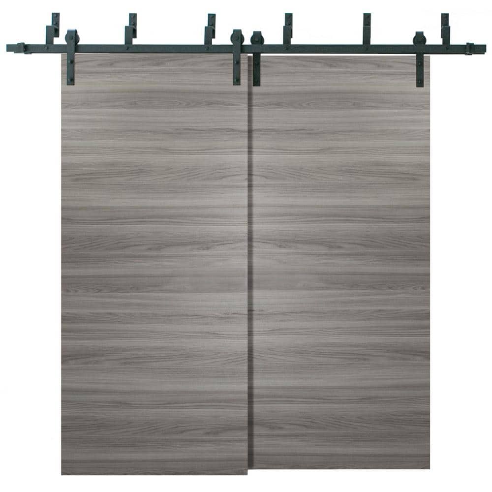 0010 72 in. x 80 in. Flush Grey Matte Finished Pine Wood Sliding Barn Door with Hardware Kit price history on PriceWatchPro