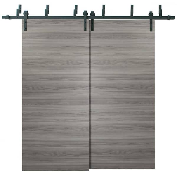 Sartodoors 0010 48 in. x 80 in. Flush Ginger Ash Finished Pine Wood Sliding Door with Barn Bypass Hardware