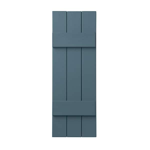 Ply Gem 11 in. x 43 in. Polypropylene Plastic 3-Board Closed Board and Batten Shutters Pair in Coastal Blue