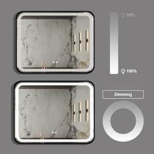 Waterproof & Energy-Efficient 40 in. W x 32 in. H Rectangular Metal Framed Dimmable Wall Bathroom Vanity Mirror in Black