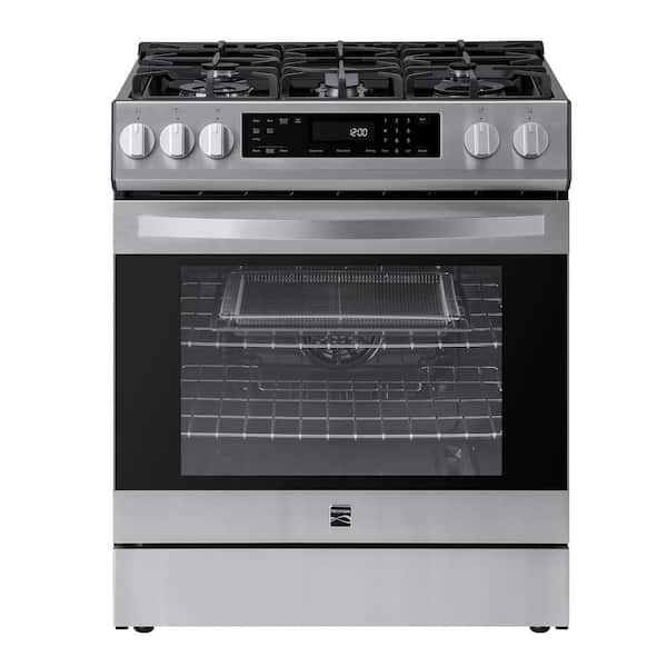 KENMORE 5.6 cu. ft. 5-Burner Gas Range in Stainless Steel with Fan Convection, Self Clean and Front Control