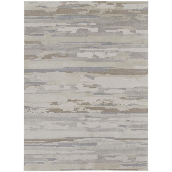 HomeRoots 10 x 14 Brown, Ivory Abstract Area Rug