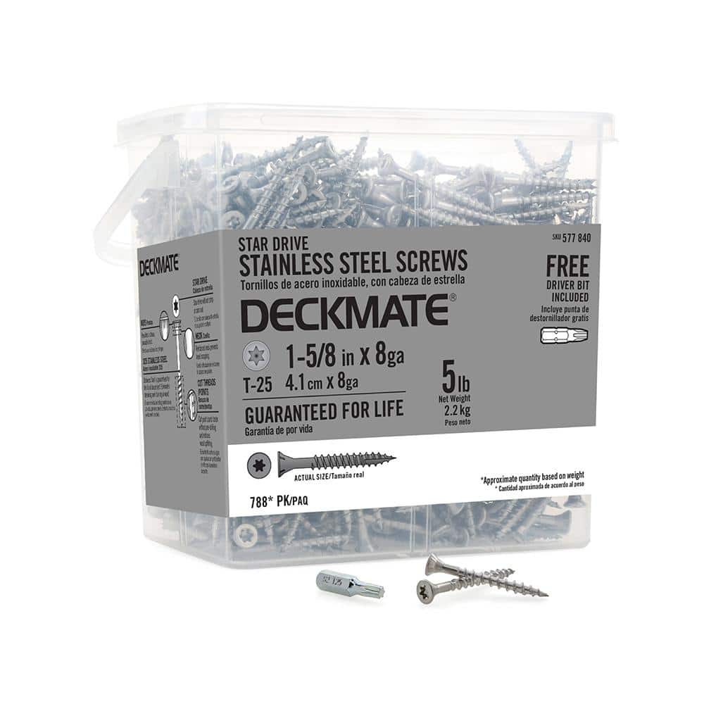 "#8 x 1-5/8 in. Torx Flat-Head Stainless Steel Wood Deck Screws (5 lbs. / 788-Piece)" price history on PriceWatchPro