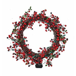 18 in. Artificial Lighted Wreath with Timer
