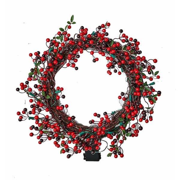 Worth Imports 18 in. Artificial Lighted Wreath with Timer