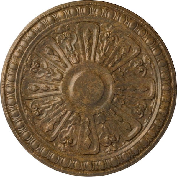 Ekena Millwork 18 in. x 1-1/4 in. Raymond Urethane Ceiling Medallion (Fits Canopies upto 5-3/8 in.) Hand-Painted Rubbed Bronze