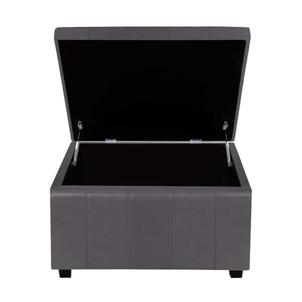 HOMESTOCK Tufted Storage Ottoman Bench, 31" Large Upholstered Square Coffee Table, Lift-Top Footrest Stool, Gray