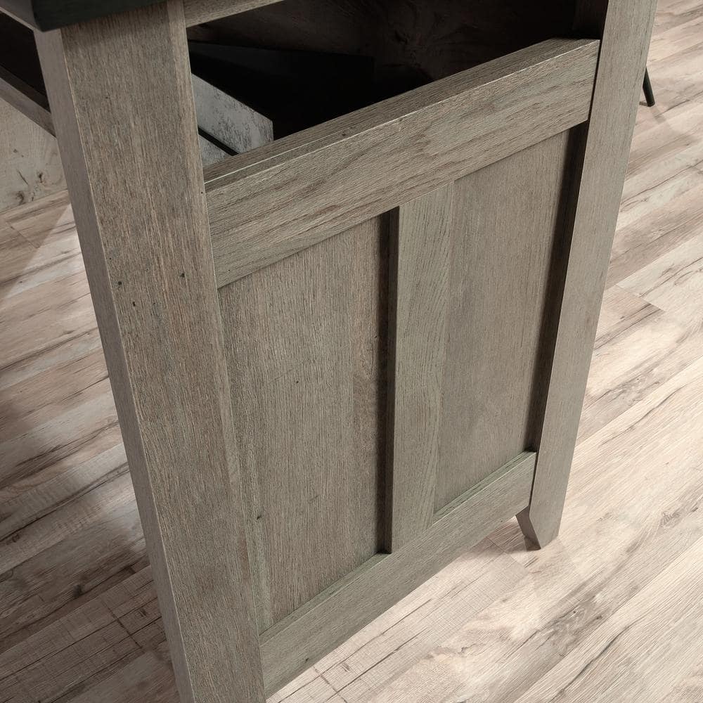 Mystic Oak L-Shaped Home Office Desk with Filing Cabinet