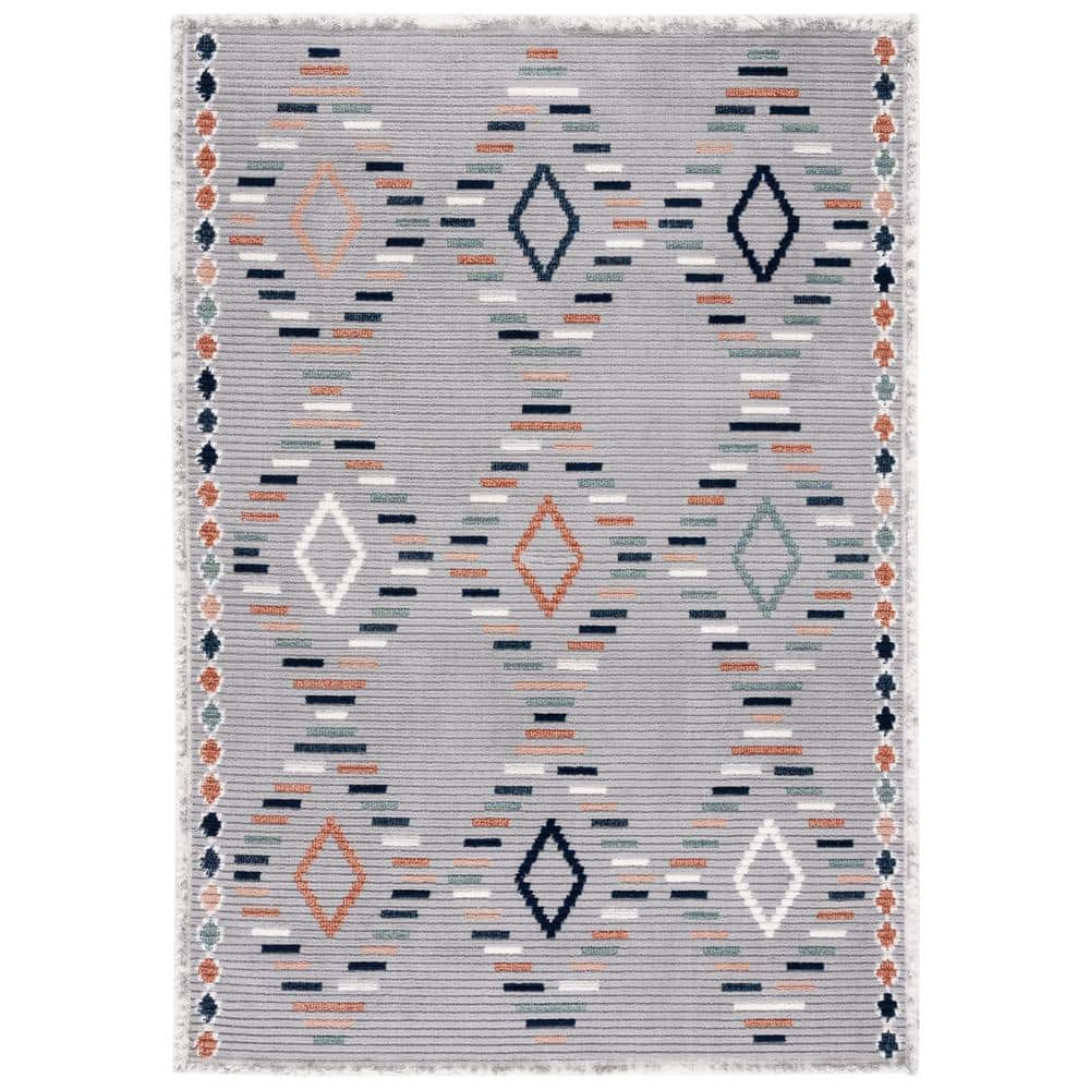 Marrakesh Grey and Blue Rust 8' x 10' Hand-Knotted Wool Rug