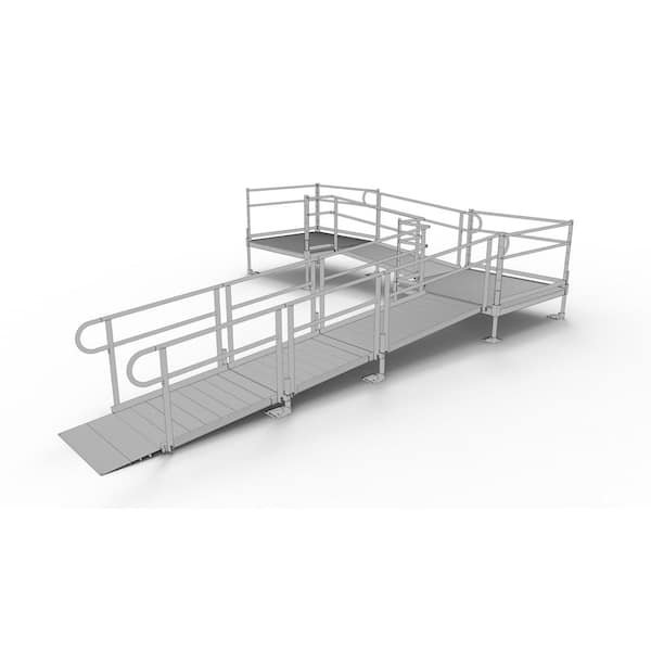 EZ-ACCESS PATHWAY 20 ft. L-Shaped Aluminum Wheelchair Ramp Kit with ...