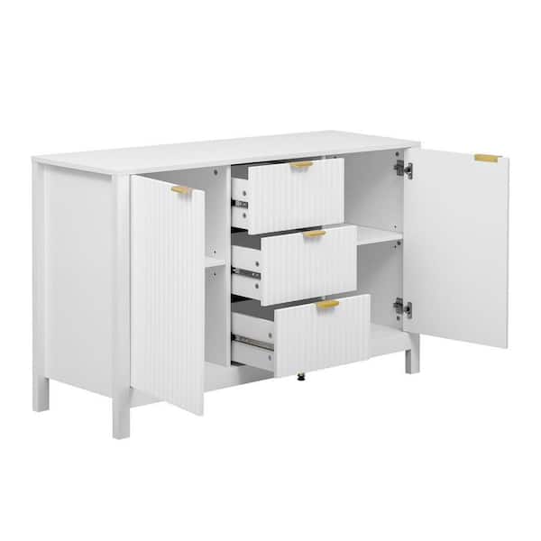 anpport Modern White Wood 47.2 in. Sideboard with Adjustable anpport Modern White Wood 47.2 in. Sideboard with Adjustable