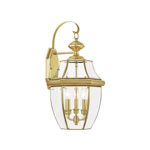 Monterey 3 Light Polished Brass Outdoor Wall Sconce
