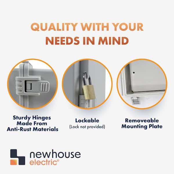 NEMA 4X 2.95 in. L x 3.54 in. W x 5.91 in. H PC Plastic Gray Weatherproof Electrical Junction Box with Hinged Cover