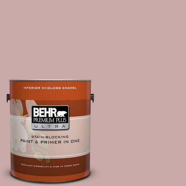 BEHR Premium Plus Ultra 1 gal. #130E-3 Rosy Tan Hi-Gloss Enamel Interior Paint and Primer in One