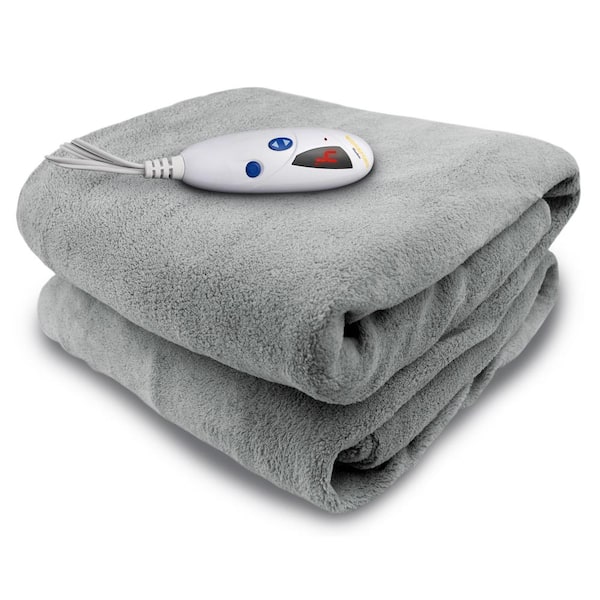 Biddeford Blankets 4460 Series Grey 50 in. x 62 in. Micro Plush Heated Throw