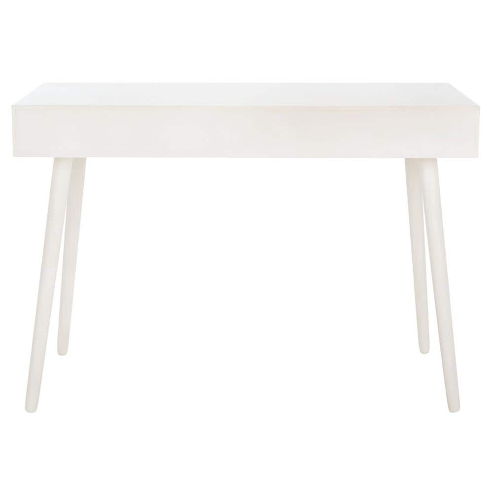 Distressed White Retro Wood Writing Desk with Drawers