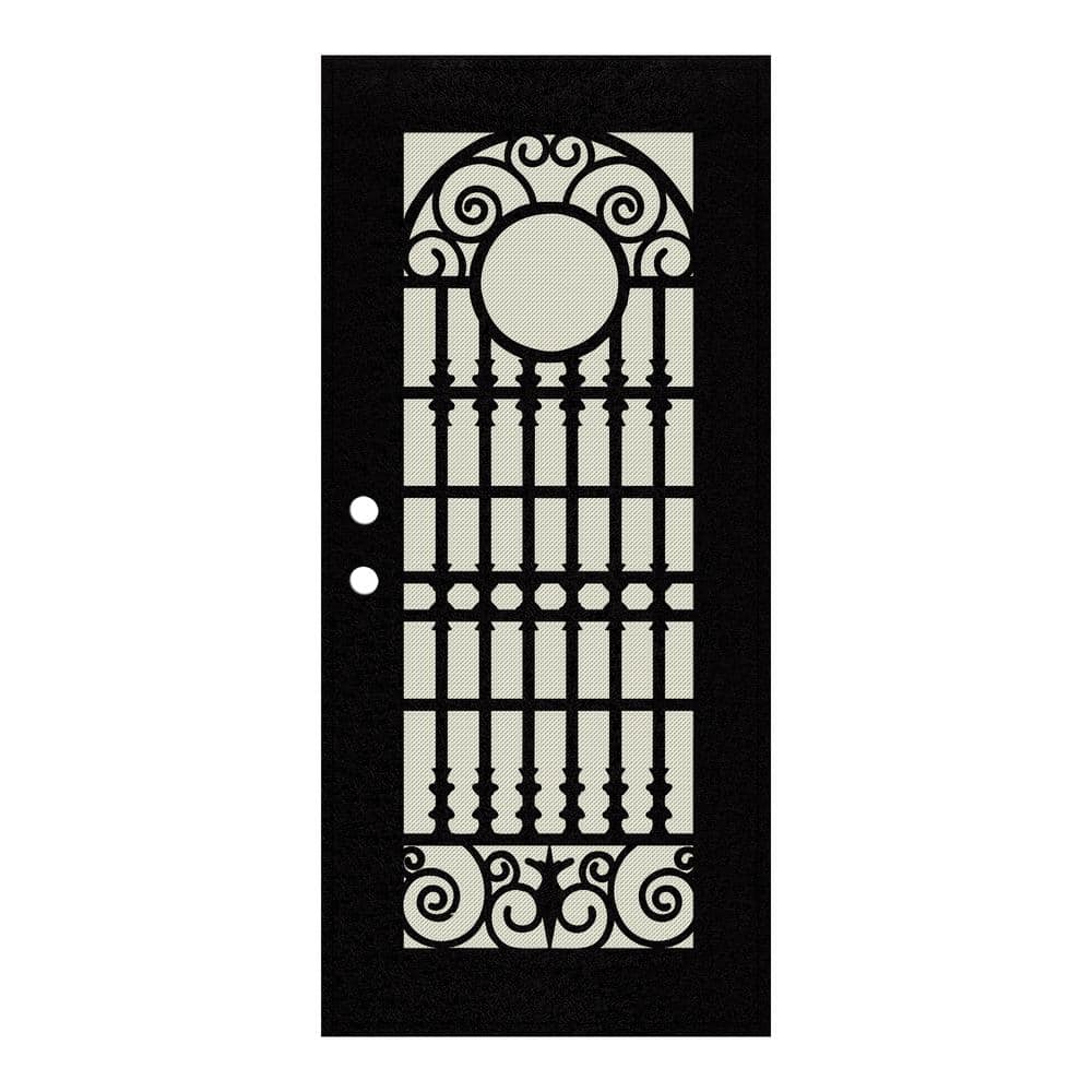 Spaniard 30 in. x 80 in. Left Hand/Outswing Black Aluminum Security Door with Beige Perforated Metal Screen price history on PriceWatchPro