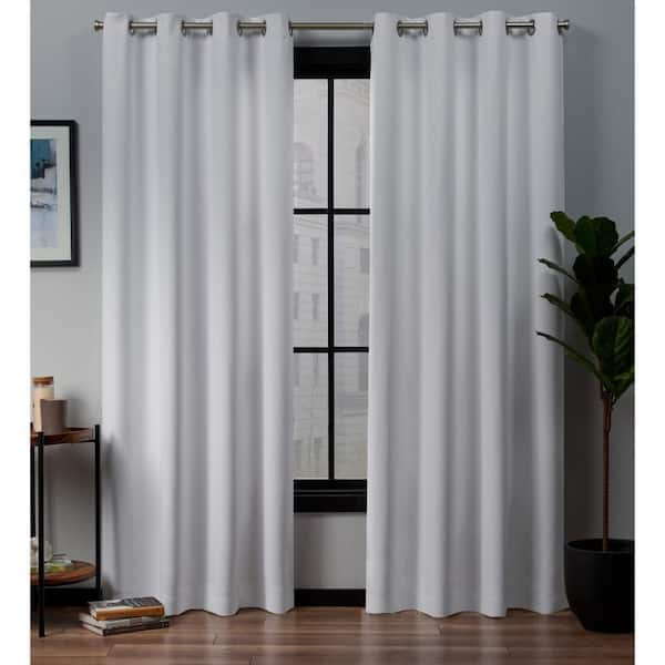 EXCLUSIVE HOME Academy White Solid Blackout Grommet Top Curtain, 52 in. W x 96 in. L (Set of 2)