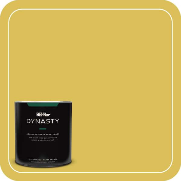 BEHR DYNASTY 1 qt. #P320-6A Flustered Mustard Semi-Gloss Enamel Interior Stain-Blocking Paint & Primer