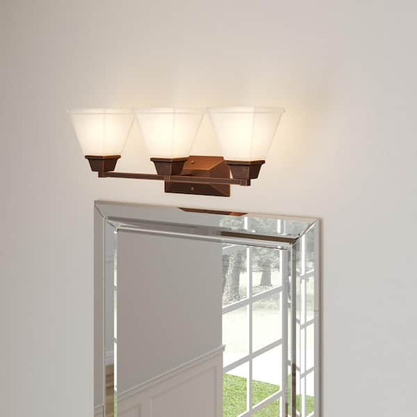 Progress Lighting North Park 3-Light Venetian Bronze Bathroom Vanity Light with Glass Shades