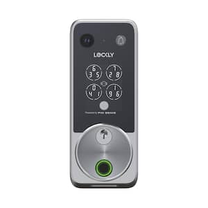 Vision Zeno Series Satin Nickel Deadbolt WiFi Smart Lock, HD Video Doorbell, Biometric Fingerprint, Siri/Alexa/Google