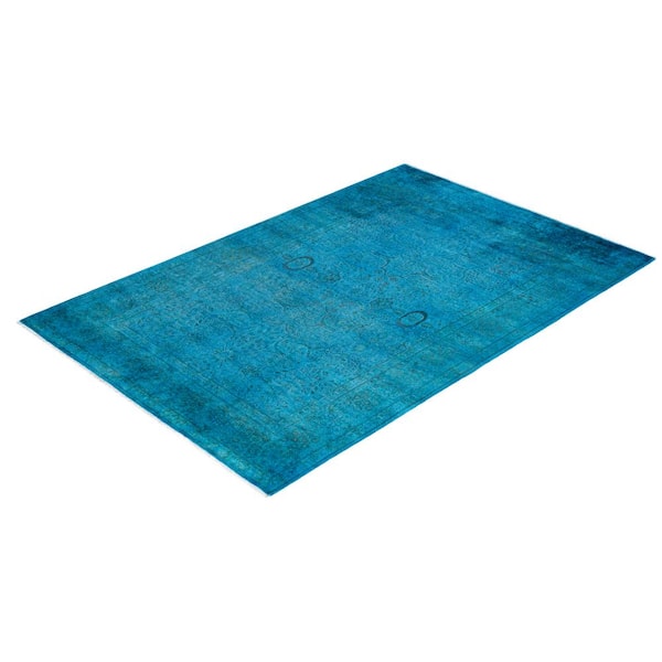 Fine Vibrance Blue 4 ft. x 6 ft. Solid Wool Indoor Area Rug