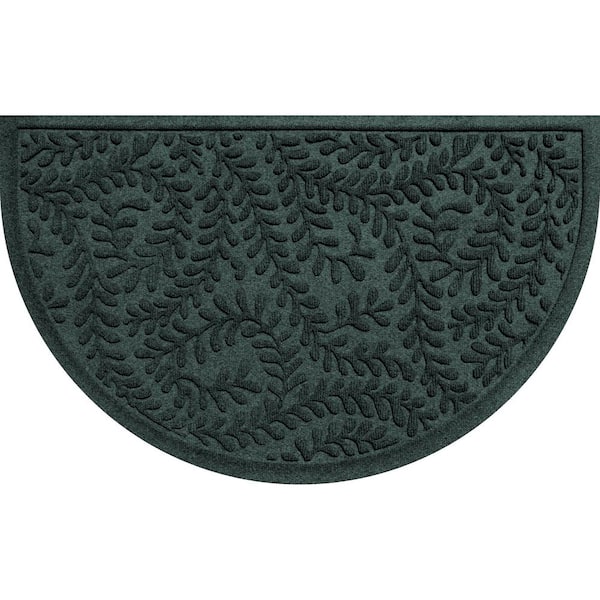 Waterhog Boxwood Evergreen 24 in. x 39 in. Half Round PET Polyester Indoor Outdoor Doormat