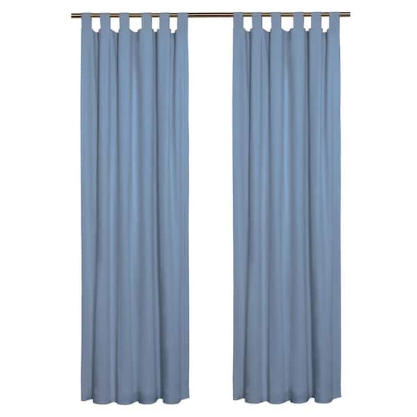 THERMALOGIC Weathermate Tab Top Blue Cotton Smooth 40 in. W x 72 in. L Tab Top Indoor Room Darkening Curtain (Double Panels)
