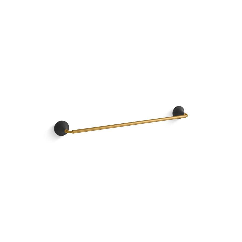 KOHLER Tone 24 in. Single Towel Bar in Matte Black with Moderne Brass
