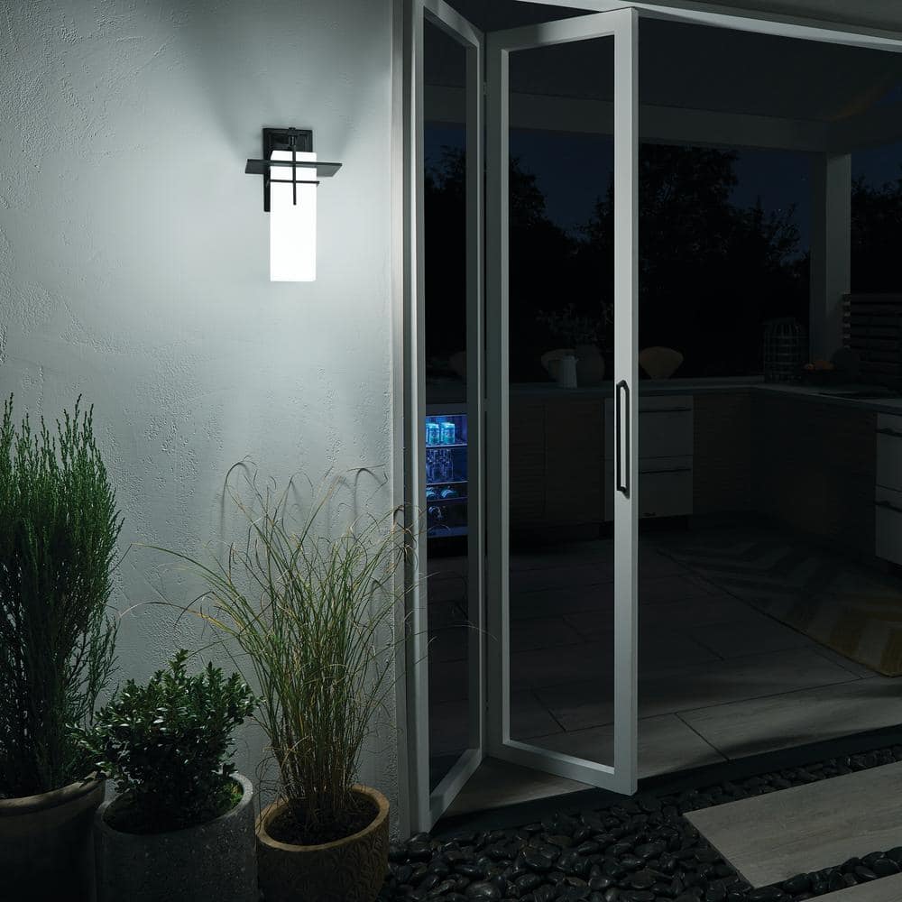 Bronze 14.75" Outdoor Wall Lantern with Opal Glass