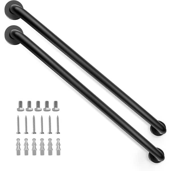 32 Inch x 1.25 Diameter Concealed Screw Grab Bars for Bathtubs and Showers Matte Black 2 Pack