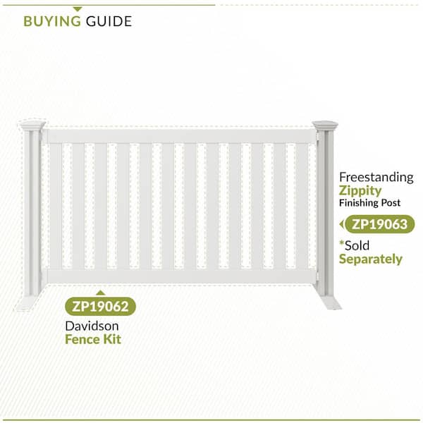 Zippity Outdoor Products Davidson Hinged White Vinyl Portable Event Picket Fence Kit ZP19062