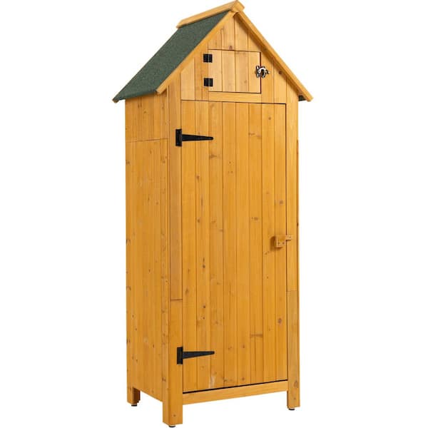 30.3 in. W x 21.3 in. D x 70.5 in. H Natural Fir Wood Outdoor Storage Cabinet