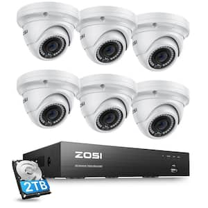 4K 8-Channel POE 2TB NVR Security Camera System with 6-Wired 5MP Outdoor Cameras, Motion Detection, Remote Access