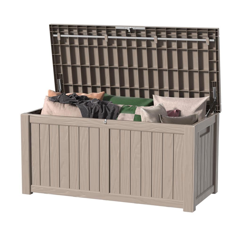 120 Gal. Brown Resin Deck Box with Hydraulic Lid Support for Patio price history on PriceWatchPro