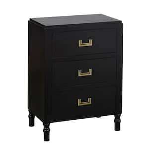 Samantha Black 3 Drawer 17.75 in. W Nightstand